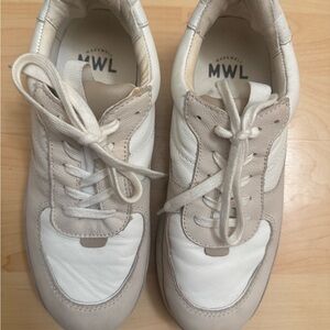 Madewell Neutral Leather & Suede Sneakers in White and Beige